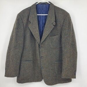 Vintage L.L. Bean Wool Blend Thinsulate Old Money USA Green Plaid Blazer Jacket